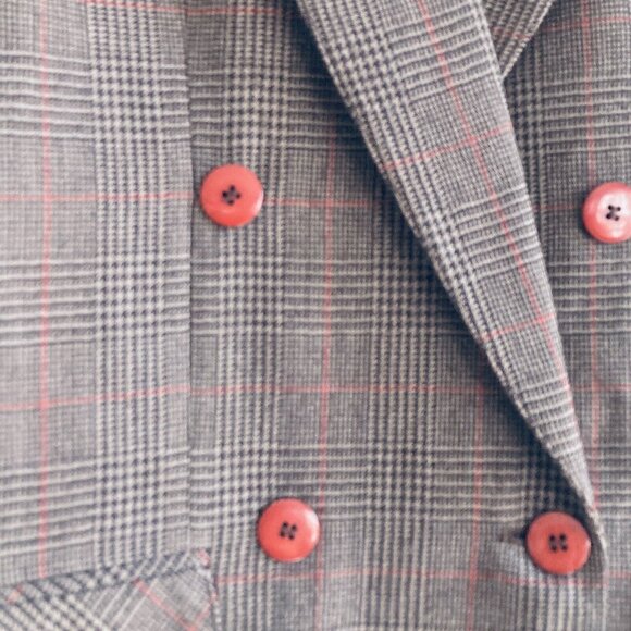 VINTAGE GIORGIO SANT'ANGELO Plaid Double Breasted Blazer Academia Wool Jacket - Picture 3 of 16